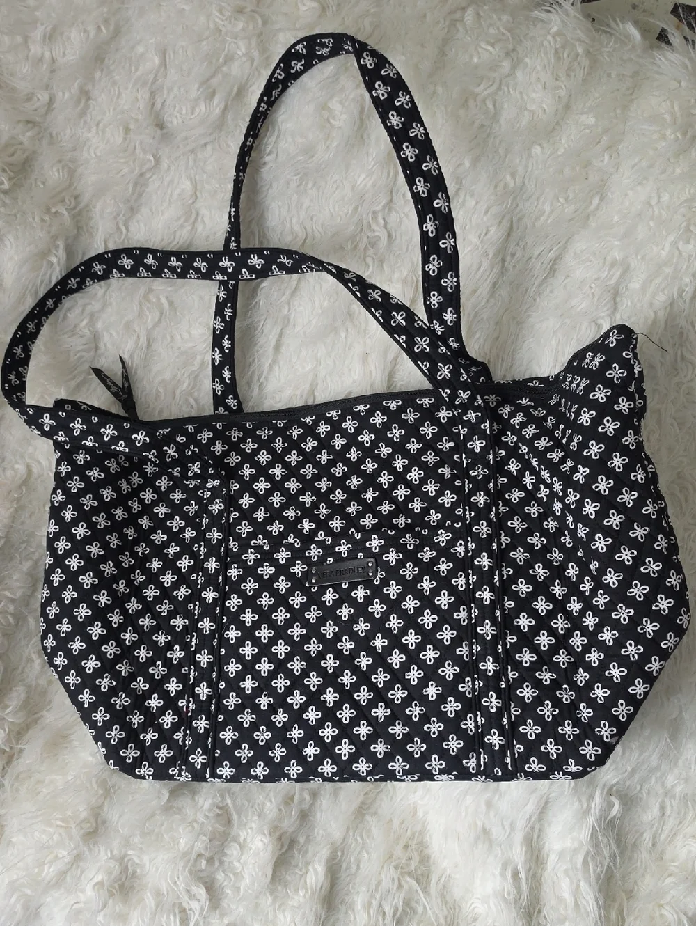 Large Black Quilted Vera Bradley Tote Bag